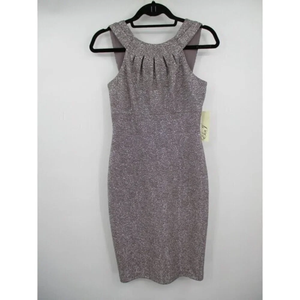 Eliza J Womens Dress 2 Silver Gray Purple Ladies Embellished Wedding Dressy New